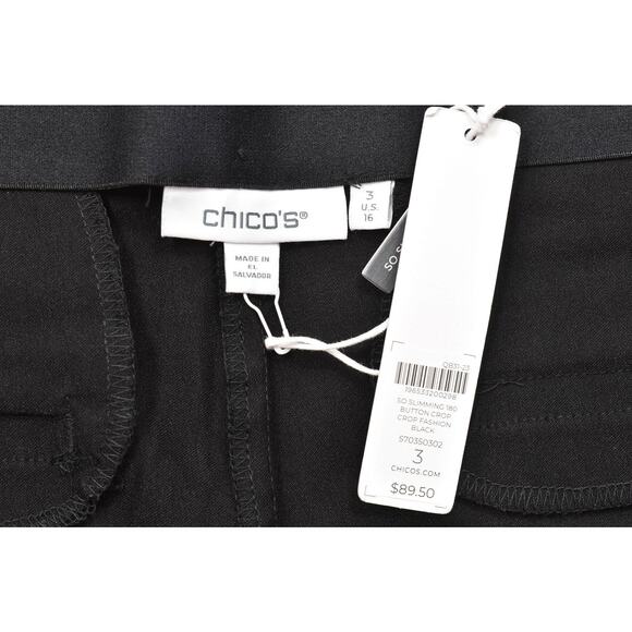 NEW Chico's So Slimming 180 Juliet Wide Leg Crop Pants Black Size 16 NWT - Picture 7 of 8